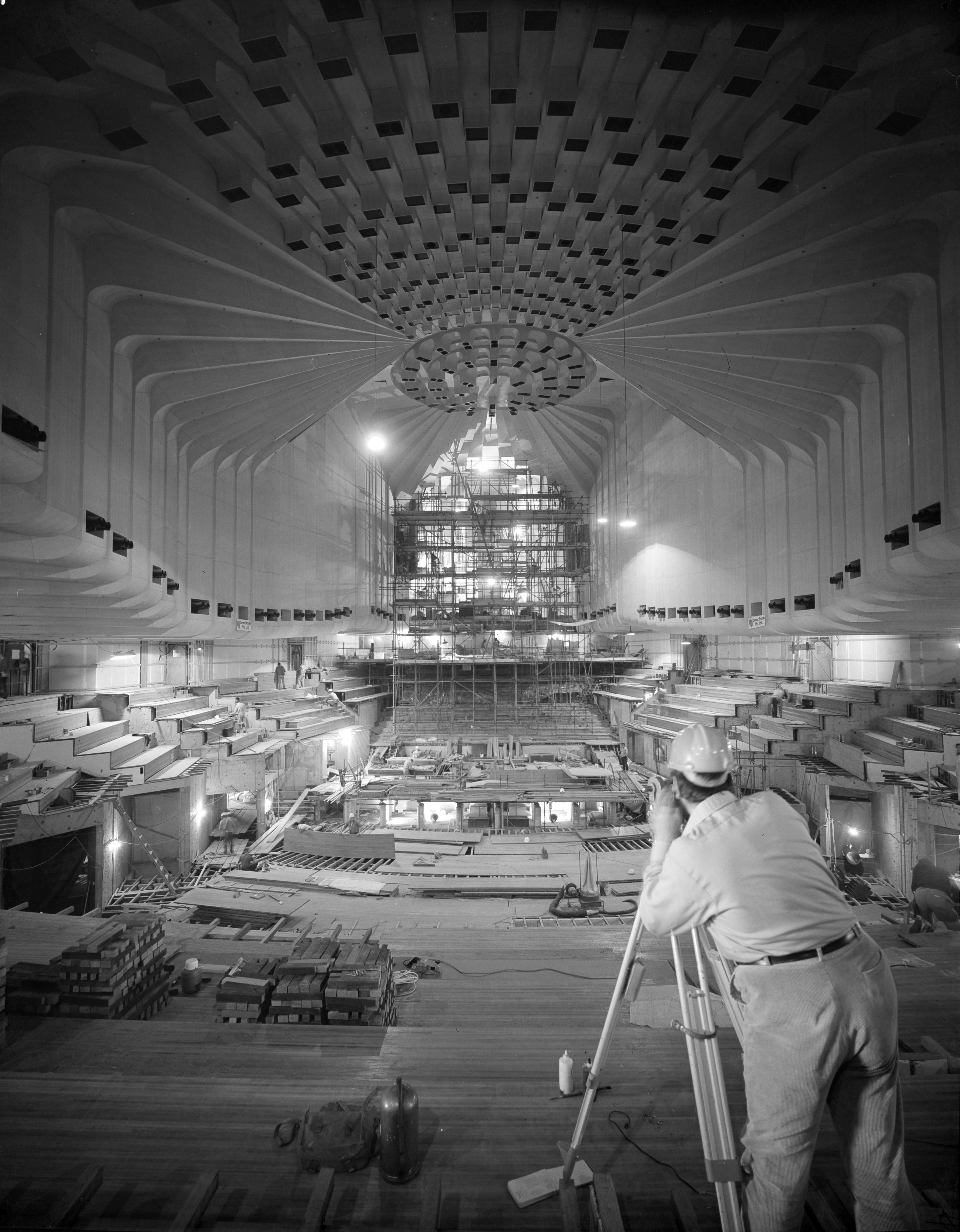 The interior construction of the Concert Hall.