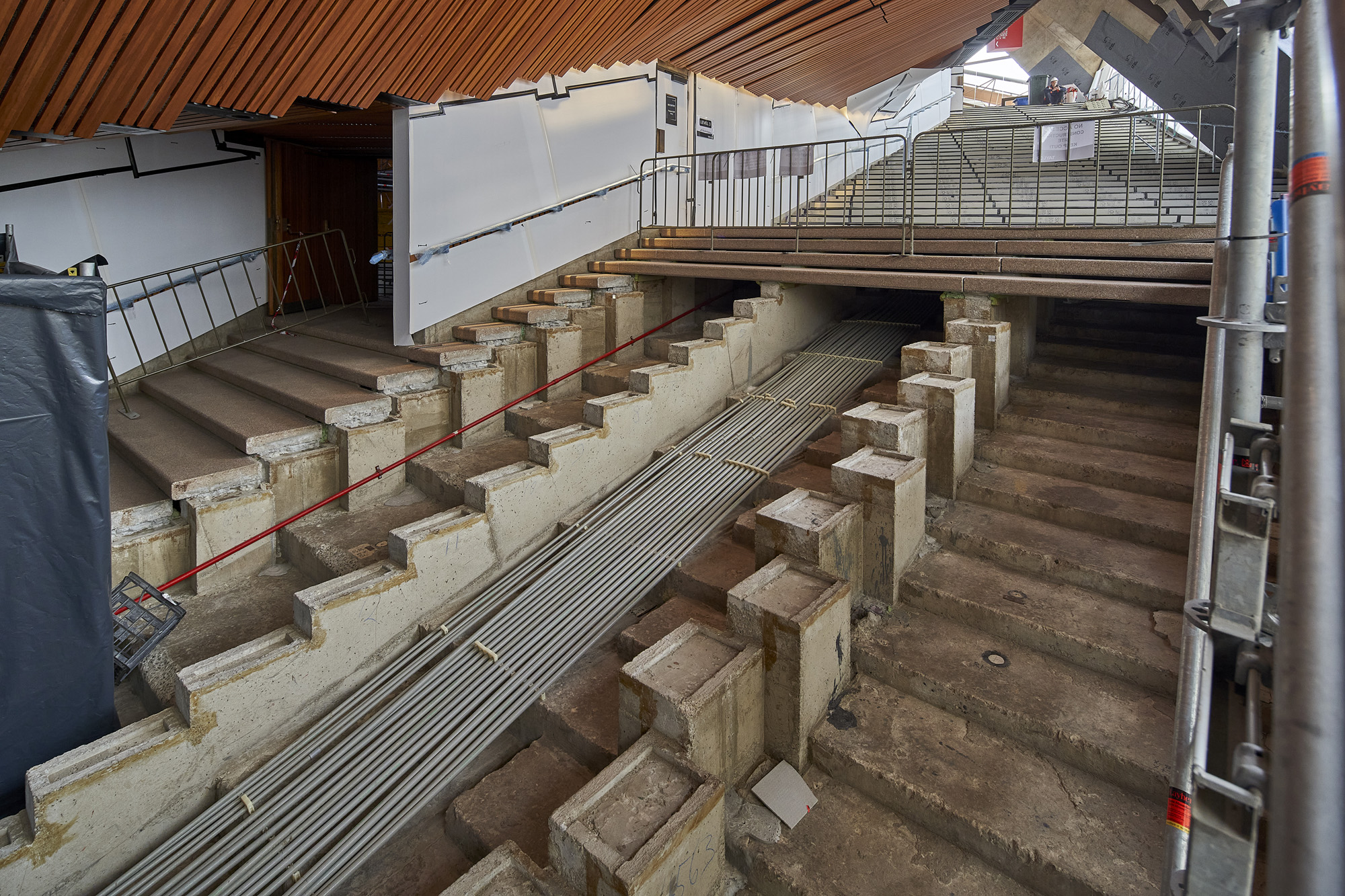 The Concert Hall lift passageway under construction.