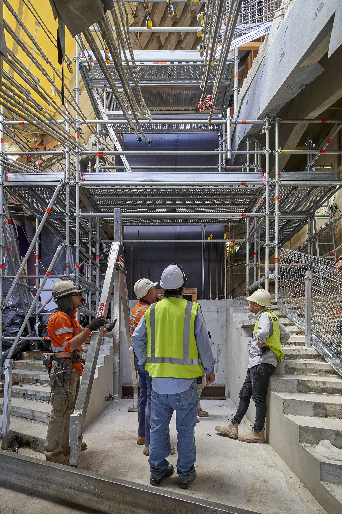 The Concert Hall lift passageway under construction.