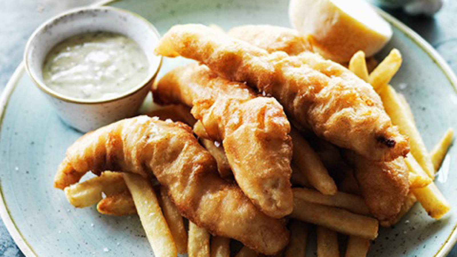 A plate of fish and chips.