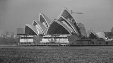 Sydney Opera House under construction.