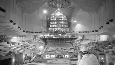 The interior construction of the Concert Hall.