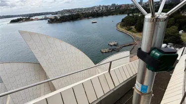 The Audiomoth sensor on top of the Opera House sails.