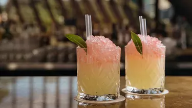 Two mocktails on a table.