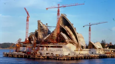 Construction to the south-east, c.1964, Leo Davis Collection / Sydney Opera House Trust