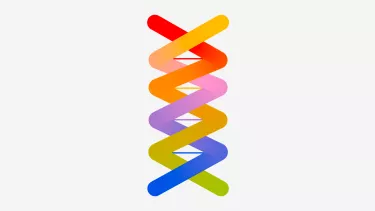 A rainbow helix in a graphic style.