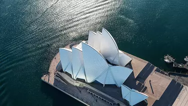 An aerial view of the Sydney opera house.