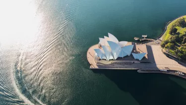 An aerial view of the Sydney opera house.