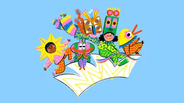 Illustration of kids playing at the Sydney Opera House