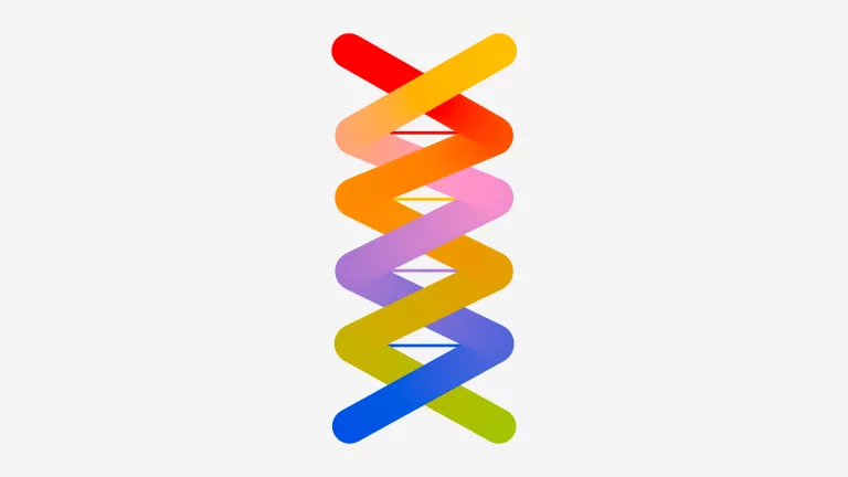 A rainbow helix in a graphic style.