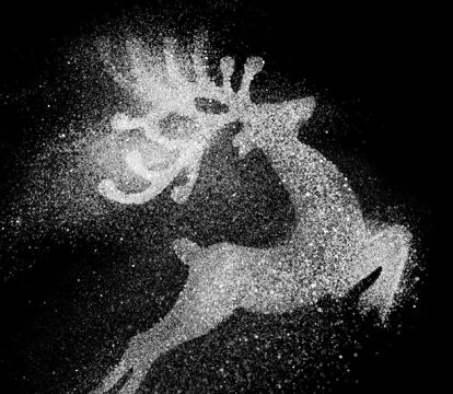 A reindeer made from glitter.