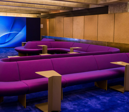 Lounge seating with tables.