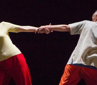 Two senior dancing together.
