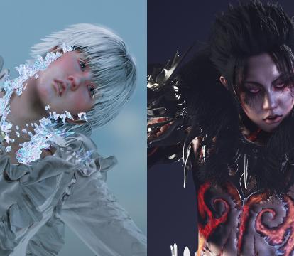 Animated angel and devil.