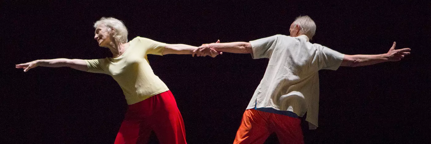 Two senior dancing together.