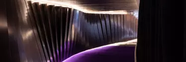 New corridor to the Concert Hall with purple carpet.