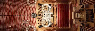 Birds eye view of Concert hall in Sydney opera house.