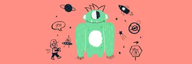 An illustrated green alien.