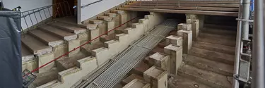 The Concert Hall lift passageway under construction.