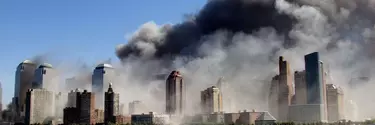 Buildings up in smoke from 9/11.