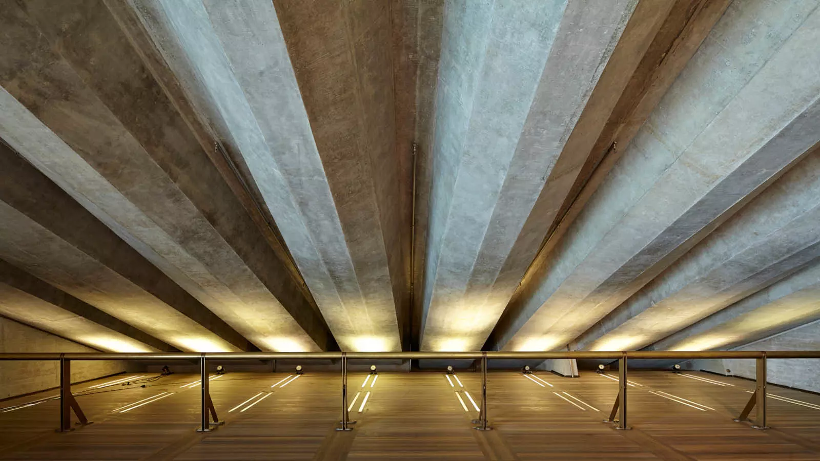 Architectural detail of the concrete pillars inside the Sydney opera house.